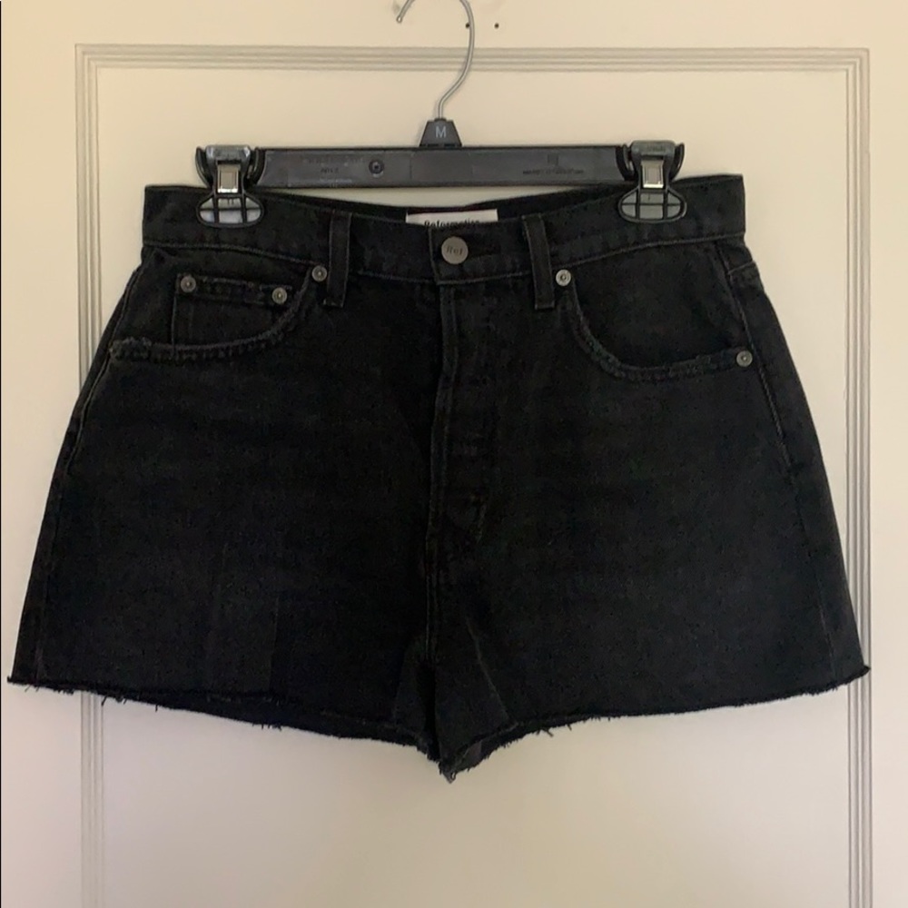 Reformation black denim shorts